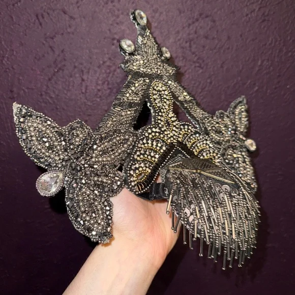 Gothic Handbeaded Headpiece - One of a Kind - Picture 3 of 7